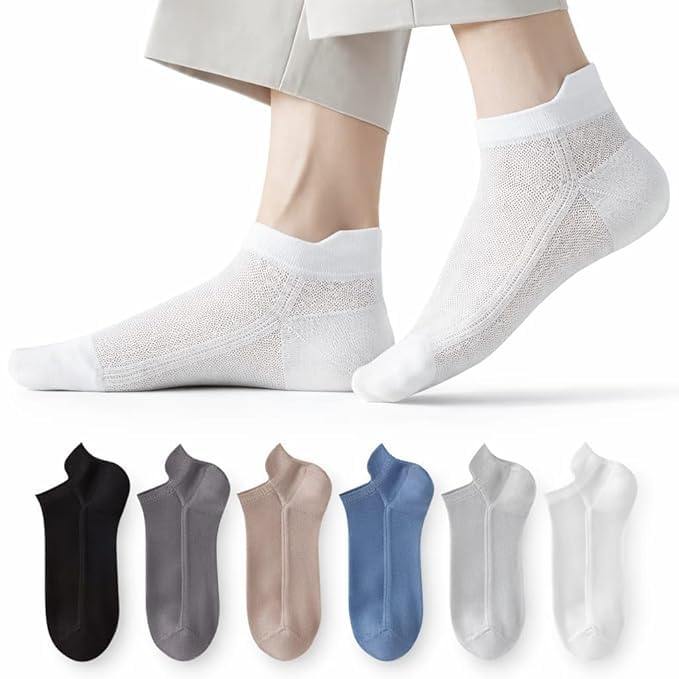 mercehive Ankle Length Mesh Cotton Socks for Men & Women, Breathable Low Cut Sports Socks, Soft Stretchable Free Size Everyday Wear, Durable Lightweight Comfort Socks for Running Pack of 6-picture-47