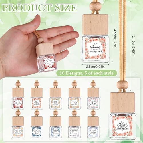 Image of 50 Pack Christian Thank You Gift Bulk for Mother Hanging Car Air Freshener Diffuser Empty Essential Oil Glass Car Bottle Employee Team Appreciation Gift for Christian Sunday School(Square)