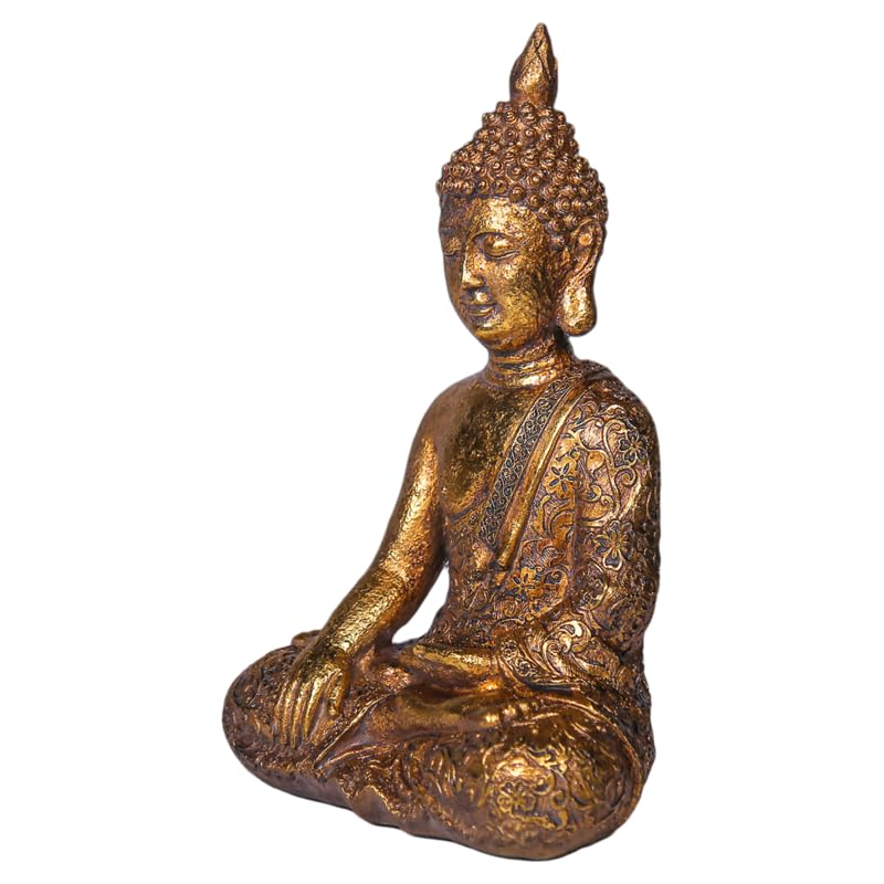 Estatua de Buda Sentado de Resina Dorada 11.42 in miniatura 2