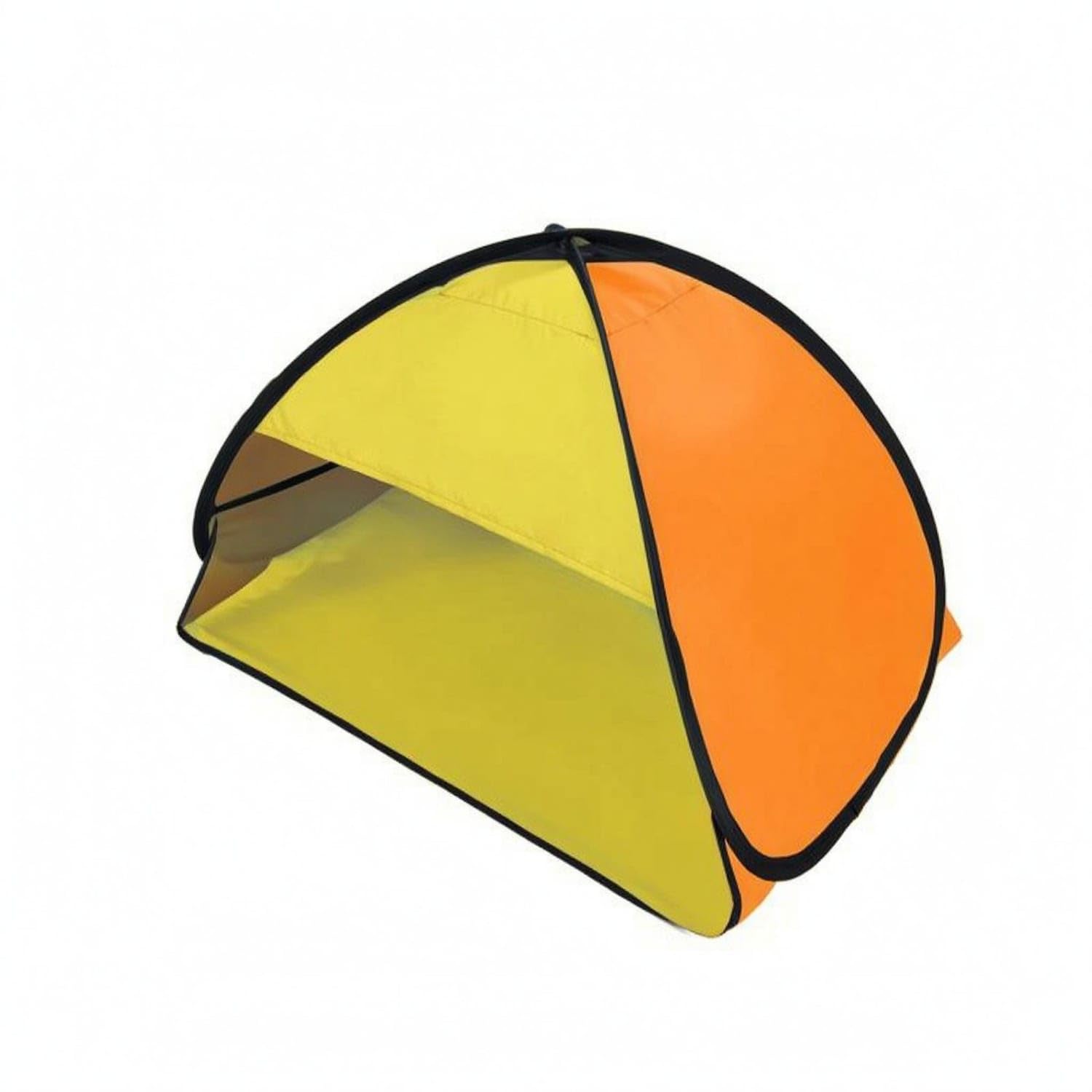 Silver-Coated Foldable Head Tent Shape-Retaining Steel Frame Dome Head Tent Black Edging Folding Shelter, Orange Yellow, M-image-20