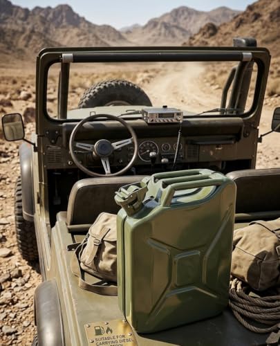 Image of SC Motors Jerry Can, 20 Litres, Metal, Green, Fuel Container with Lockable Airtight Seal PESO Approved