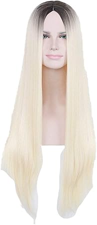 Amazon Co Jp Zhouqinmei 長いストレートの髪染め白の女性モデルの頭を持つヨーロッパとアメリカの黒のかつら Color As Shown 服 ファッション小物