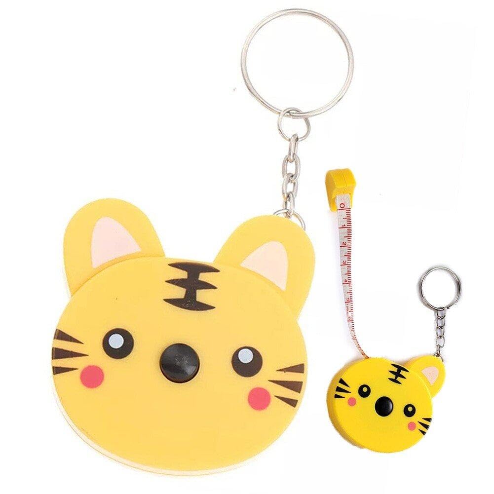 Sanfly Tiger 150Cm/60Inch Retractable Measure Tape Soft Mini Measuring Tape Cute Animal Sewing Ruler Small Tape Keychain
