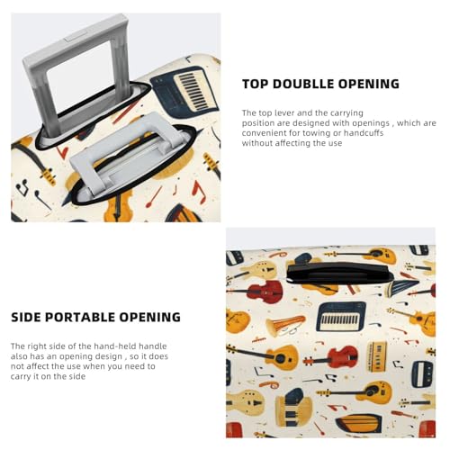 Luggage Cover - Retro Musical Instruments Print Travel Suitcase Covers For Luggage, High Elasticity Suit Case Cover Protector Fits 18-32 Inch4