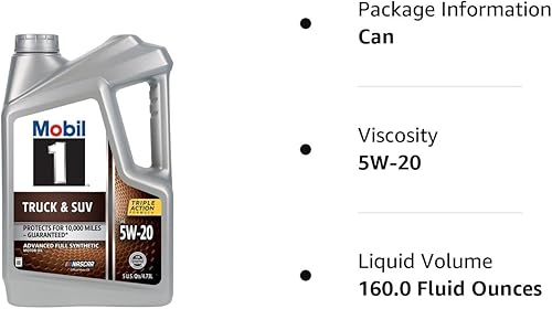 Miniatura 9 de Mobil 1 - Aceite sintético Truck & SUV para motor, 5W-20, 5 cuartos de galón