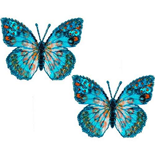 EXPO International Iron-On Embroidered Sequin Butterfly Patch Pk/2 | Blue Applique