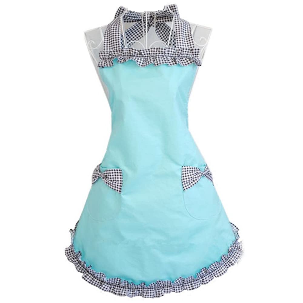 DNLKWGO Vintage Cotton Aprons Ruffle Side Design Bib Chef Apron for Women Cooking Baking Gardening