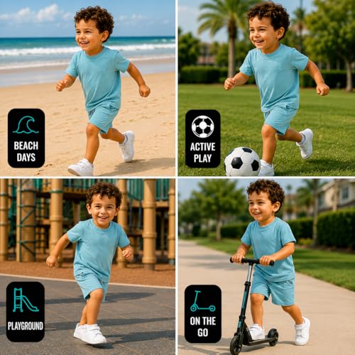 Image of Volcom Toddler Baby Boy Shorts Set - 2 Piece Short Sleeve Graphic Tees and Shorts Infant Toddler Little Boys Summer Outfits