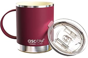 Asobu Coffee Mug - Ultimate Insulated Stainless Steel Ceramic Inner Coating (Burgundy, 12 oz.)