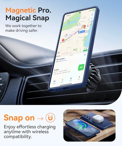 Image of CANSHN Designed for Samsung Galaxy S26 Ultra Case (6.9 inch), Upgraded [Full Camera Protection] [Compatible with Magsafe] [Translucent Matte] Shockproof Protective Phone Cover, Deep Blue