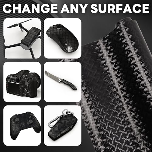Image of Lypumso Carbon Fiber Vinyl Wrap, Gloss Black Vinyl Film with Air Release Suitable for Auto Exterior Interior Decor, Grid Brushed Metal Self Adhesive Decal for Cars (Black Small Square, 1ft x 5ft)