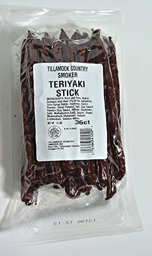 Tillamook Country Smoker - TERIYAKI Stick 36 ct Bulk Retail Refill 0.9-1 lbs Beef Jerky Sausage Stick Meat Snack Camping Hiking