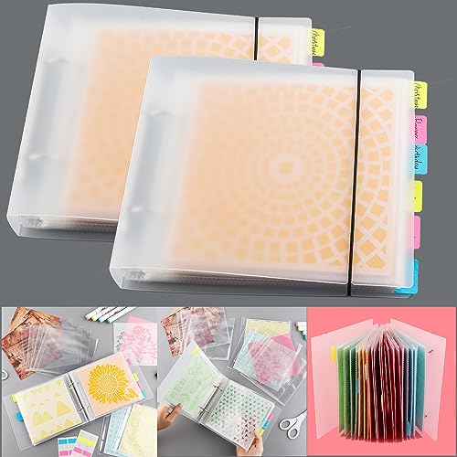 Image of 2 Sets Cookie Stencil Storage Binder for Storage 6 inchx6 inch Stencils Die Cuts & Stamp Storage Folder Baking Stencil Organizer Scrapbooking Cutting Dies Stencil Storage Book Collections Case Organizer
