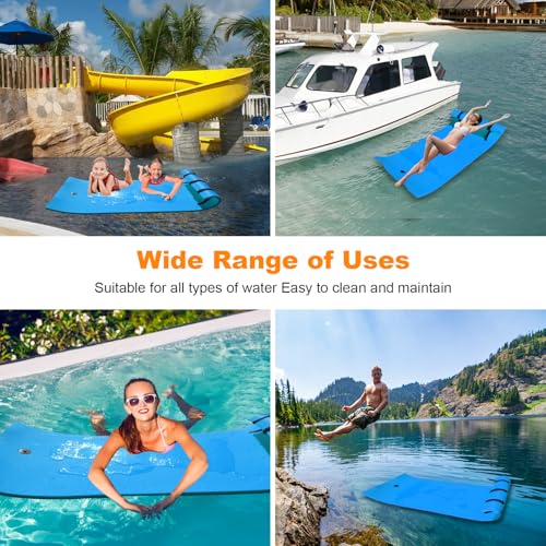 Inoamity XPE Schwimmmatte 210 x 90 cm – Wassermatte für Pool, Seen, Boot, Flüsse & Meer, Reißfest Rollbar mit Sicherheitsfarbe – Schwimmende Ideal für Erwachsene, Familien & Wassersport(Blau)