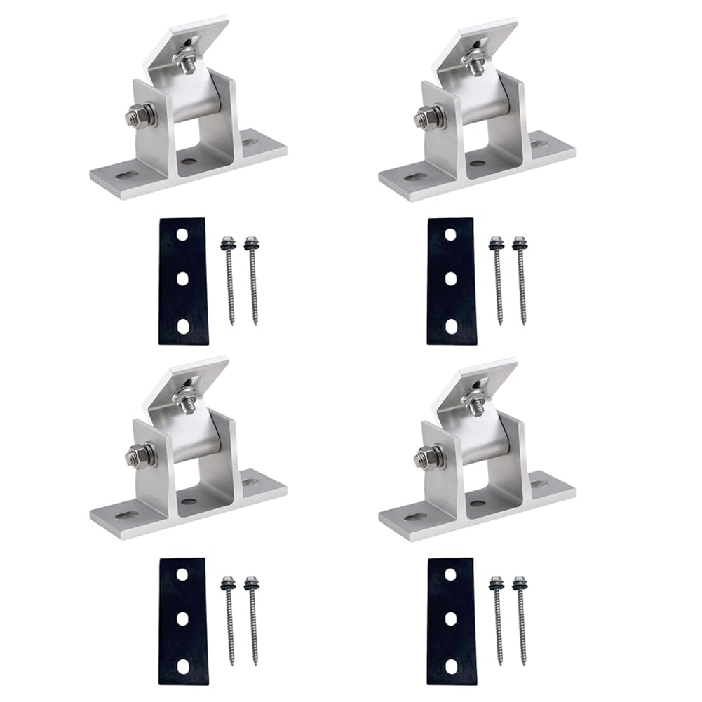 Jnchdghwa Silver Solar Panel Mounting Brackets Set, Adjustable 15-30 Degree Angle, Drill-Free Installation System