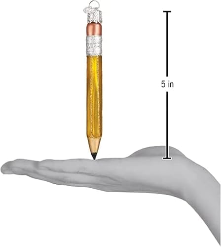 Miniatura 3 de Old World Christmas Adorno de cristal soplado de lápiz amarillo para árbol de Navidad