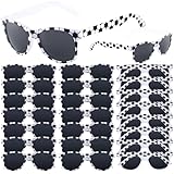 CHUNNIN 16 Pack Soccer Sunglasses White Black Frame Sunglasses Bulk for Soccer Party Favors Sports Plastic Glasses for Team Gifts Birthday Goodie Bags Stuffers Sports Theme Party Supplies Favors