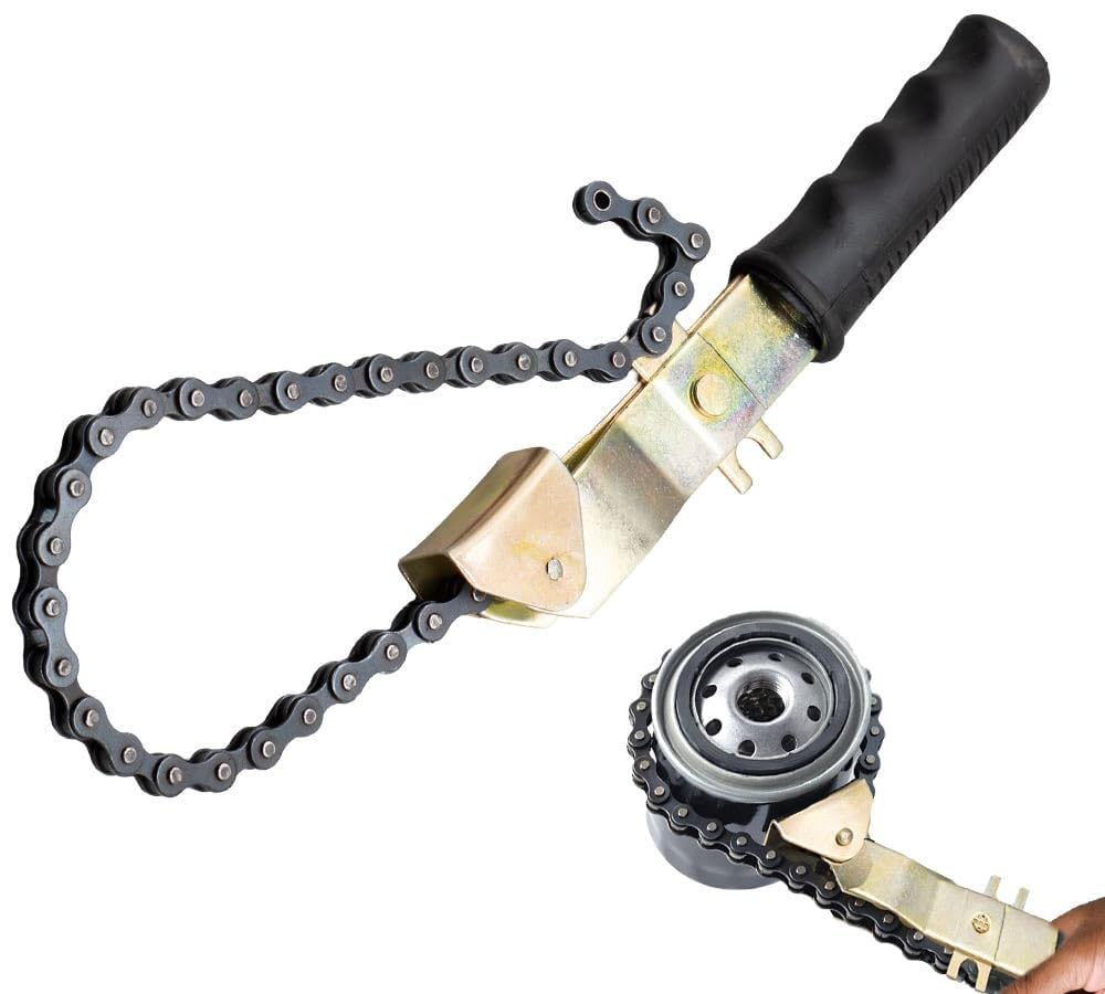 Mytee Products 15" Heavy-Duty Oil Filter Chain Wrench for 4" Diameter Filters – Rivet Locking Mechanism & Ideal for Chain Oil Filter Remover & General