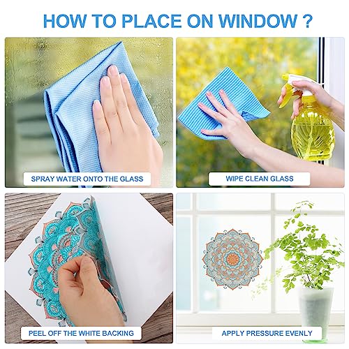 24Pcs Mandala Window Cling Decals, Color Your Own Stained Glass Mandala Art Kit, Diy Sun Catcher Window Art Clings Kit For Adult And Kids #TOP3