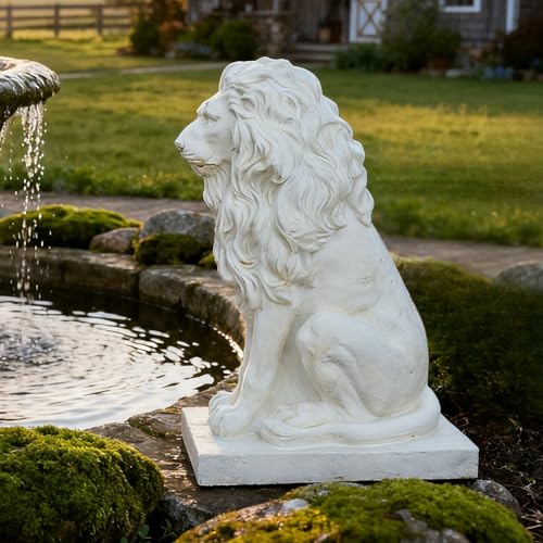 Juliahestia Large Lion Statue Outdoor Guardian Decor Royal Art Sculpture for Front Porch Yard Garden Lawn Driveway Patio Entryway Animal Figure Home Accent Ornament