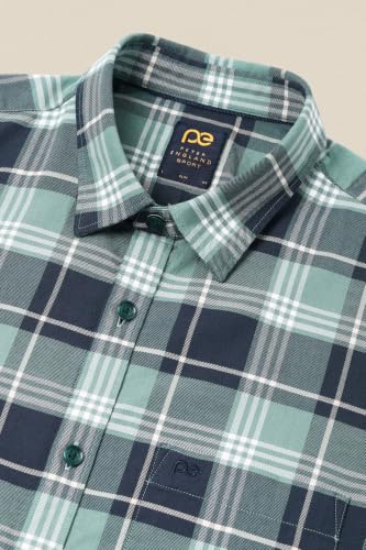 Image of Peter England Men's Checkered Cotton Shirt | Smart Casual | Full Sleeves