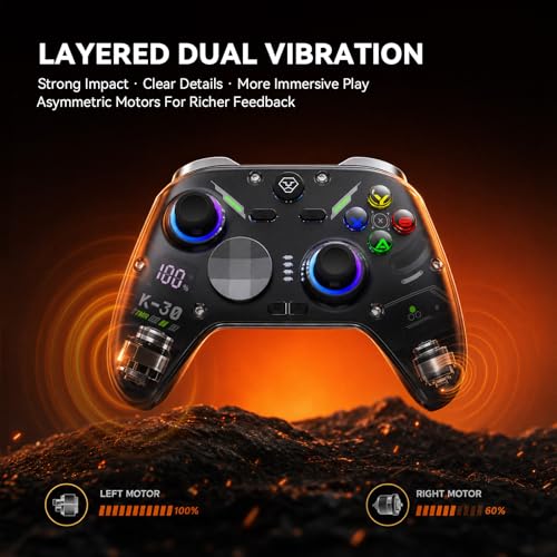 Image of Aolion gaming K30 Wireless Gaming Controller for Switch, PC, iOS & Android, TMR Joysticks (Zero Drift), Hall Effect Triggers, Switchable ABXY Buttons, Back Buttons & RGB Lighting (2026 Upgrade)