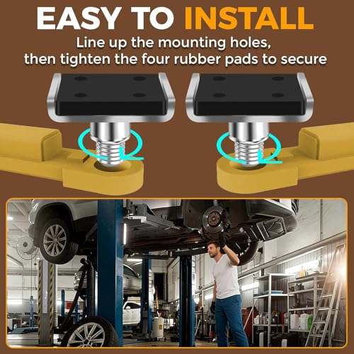 4 Pack Auto Adapters for 2 Post Lift - Car Lift Truck Adapter Accessories, Galvanized Steel Rubber Pads Fit, Spin-Up Frame Extensions Compatible with KT, ME, Challenger Auto Car Vehicle Lifts by Ecliptica - Image 7