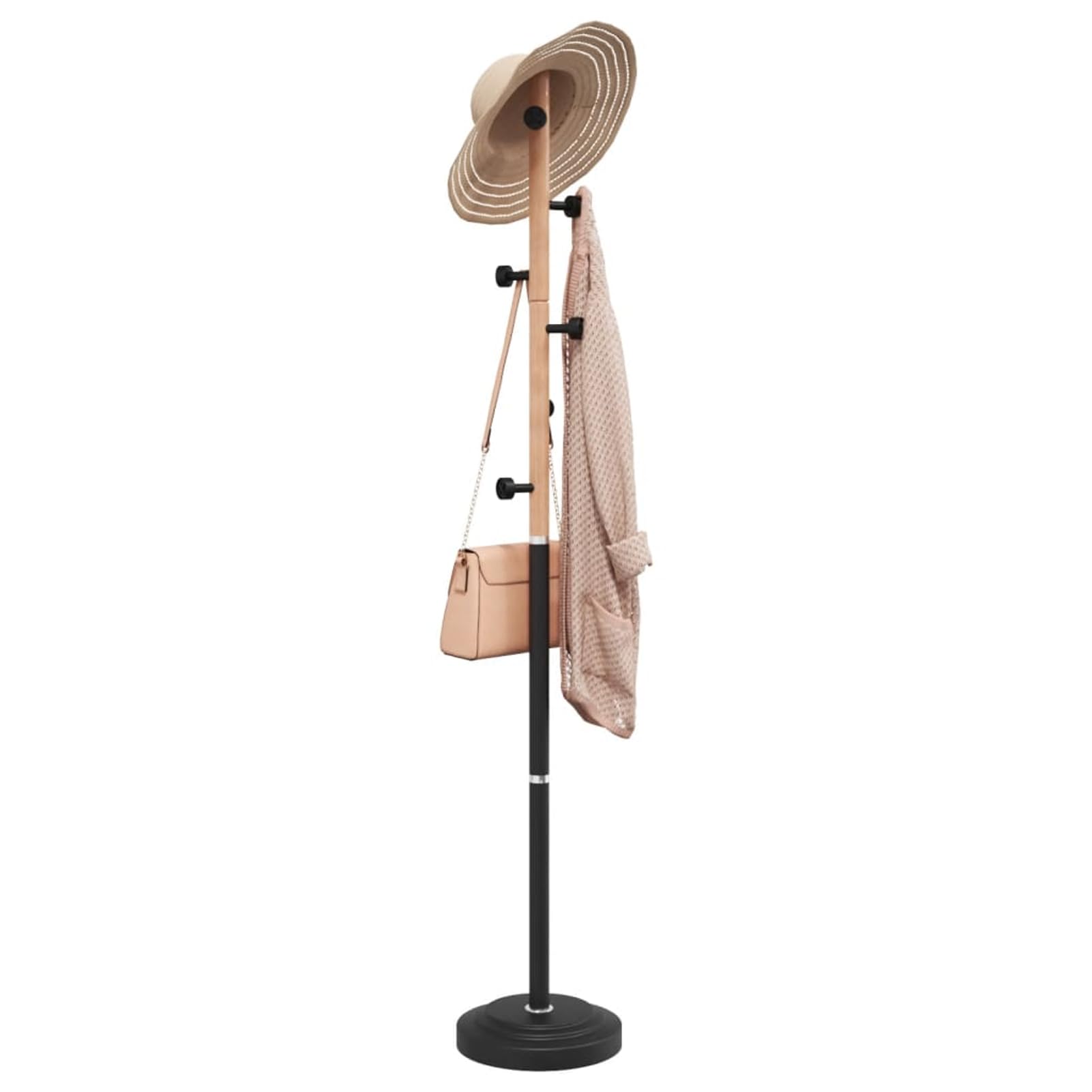 Schwarz Pulverbeschichtetes Eisen & Massives Buchenholz Kleiderständer - 177 cm - Flur & Wohnzimmer适用 377085