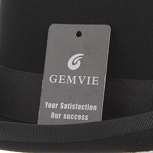EOZY Mens 100% Wool Black Bowler Derby Hat Satin Lined Fedora Party Costume Hat