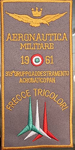 MAREL Patch Aeronautica Militare 1961-313 Gruppo Addestramento Acrobatico Pan, Toppa termoadesiva Ricamo cm 16 x 7,5 Replica - 1264