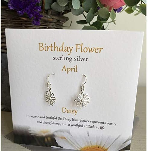 April Birthday Flower Sterling Silver Earings Jewellery in Daisy Design Presented by Sterling Effectz