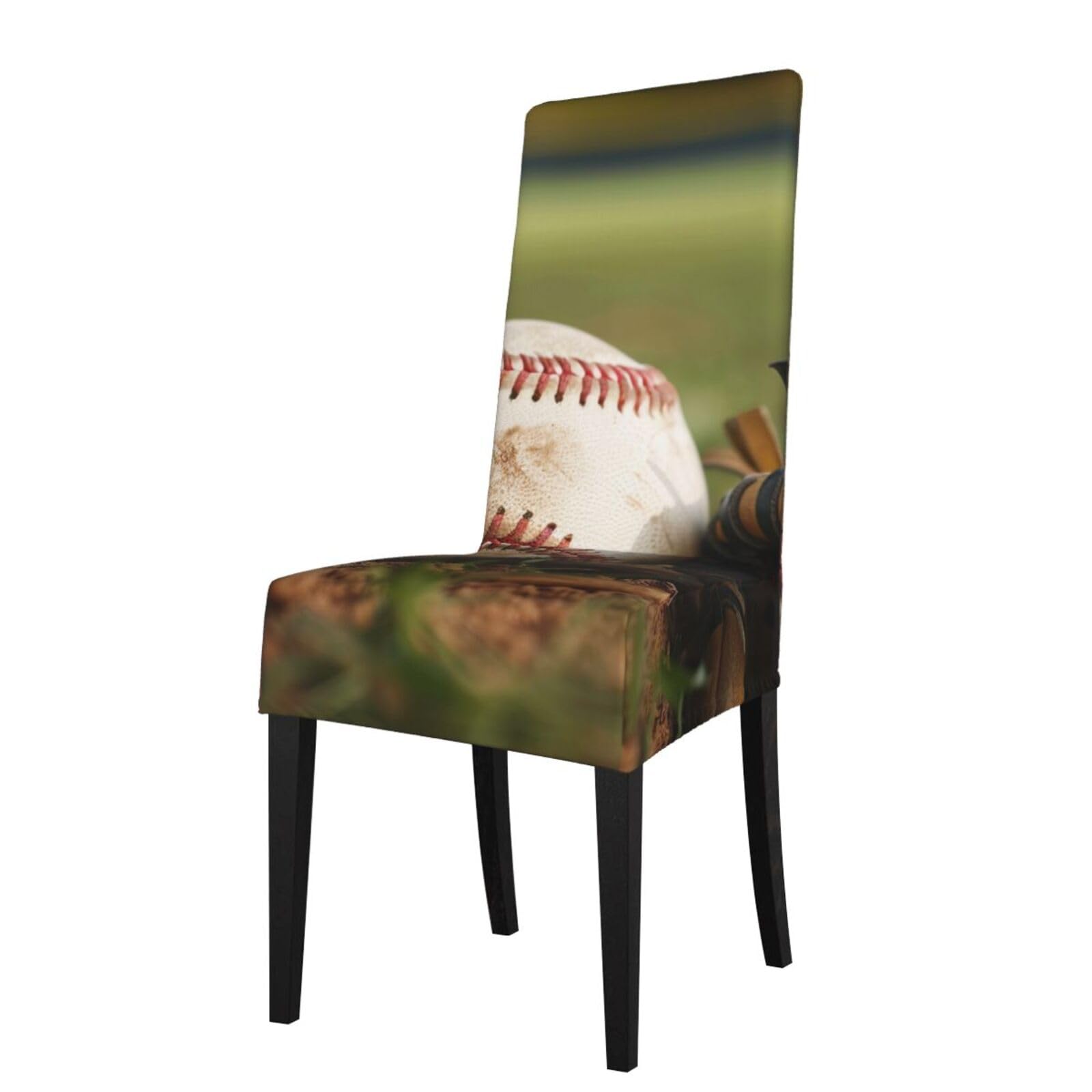 WPKJU Baseball Print Dining Chair Covers Removable Chair Seat Covers Decorative for Kitchen & Bar Stools