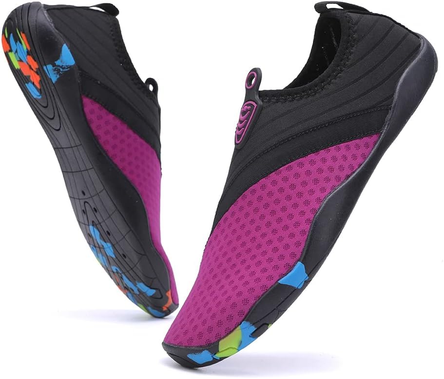 Men Women Water Shoes Barefoot Beach Swim Shoes Quick-Dry for Athletic Hiking River Pool Purple