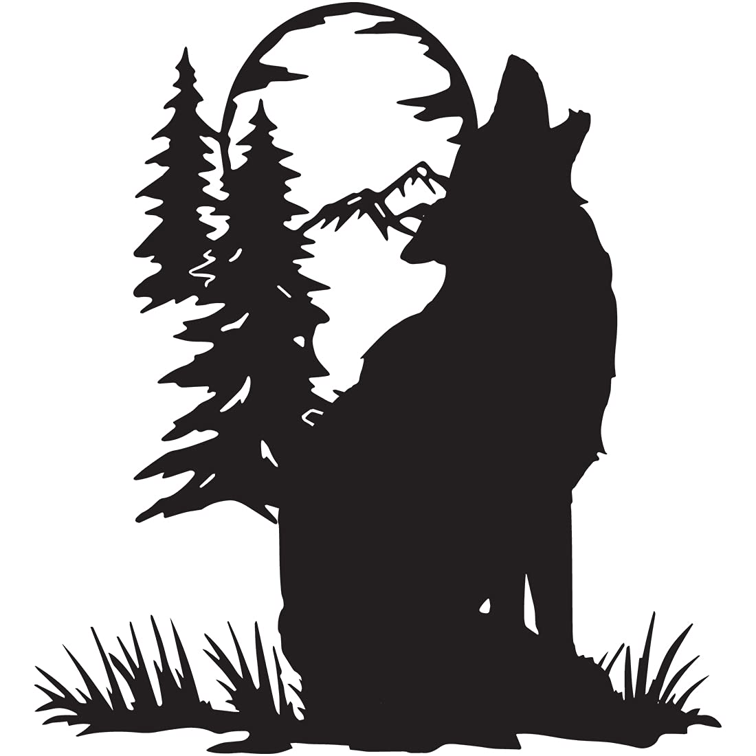 NBFU Wolf Tree Forest 1 (Black) (Set Of 2) Premium Waterproof Vinyl Decal Stickers For Laptop Phone Accessory Helmet Car Window Bumper Mug Tuber Cup