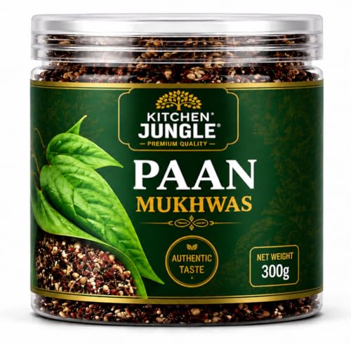 Image of Kitchen Jungle Paan Mukhwas 300g Jar Pack | Refreshing After Meal Mouth Freshener | Sweet & Aromatic Paan Flavour Mix | Traditional Indian Paan Treat | Hygienically Packed