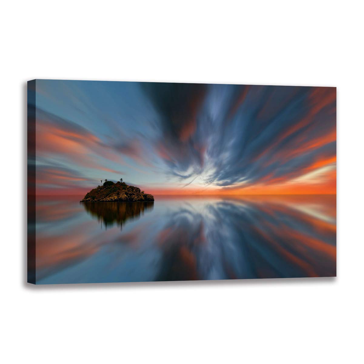 Photo art mural de coucher de soleil sur toile cadre 50x70 cm