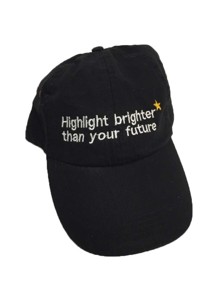 ValDesigns Highlight Brighter Than Your Future Black Baseball Cap with White Embroidery