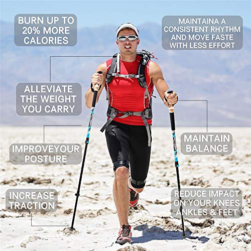 FitTrek Wanderstöcke - Trekkingstöcke Kork - Walking Stöcke Teleskop - Nordic Walking Stock Verstellbar Leicht für Damen… – Ansicht 3
