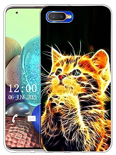 Sunrive Cover compatibile con Oppo K1, Custodia Case in molle Trasparente silicone Morbida Flessibile Antigraffio protettiva back custodie(X gatto)