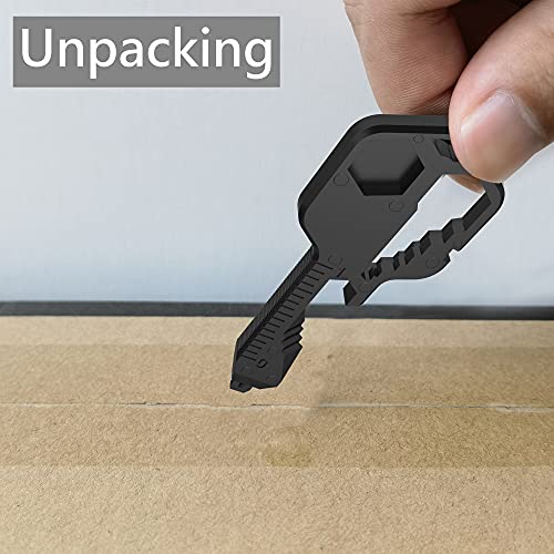 24 In 1 Multi-Tool Key,Key Pocket Tool For Universal Gadget Functions,Stainless Steel Keychain Multi-Tools for Screwdriver, Bottle Opener, Drill Driver, Box Cutter, Wrench, Ruler (Black)