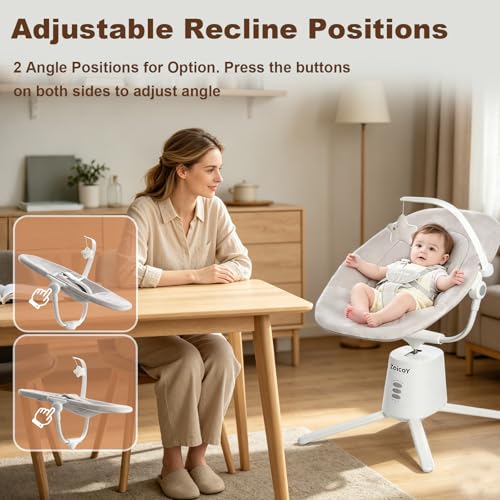 Image of Zoicay Baby Swing,Baby Swings for Infants with 3 Modes & 5 Speeds, BT Enabled App & Remote Control, Electric Swing - 6 Melodies and 3 Timer Setting, 2 Seat Positions and 5-Point Harness Swing (White)