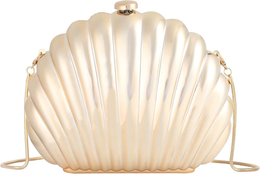 Image of Women Seashell Evening Bag Purse Mermaid Chain Strap Clutch Handbag Shoulder Bag | Seashell