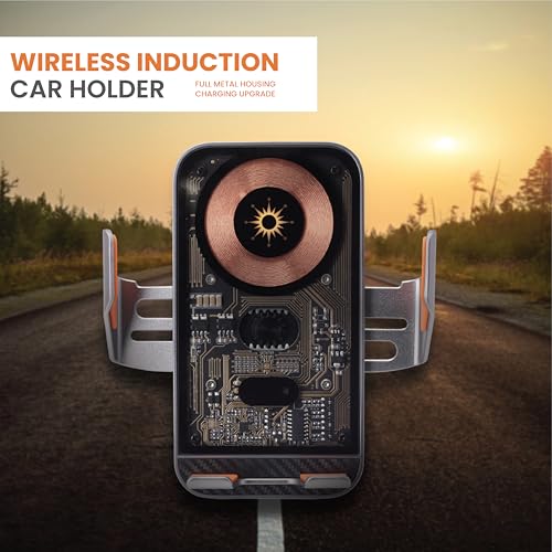 Image of JUST CORSECA SWIFTCHARGE Magnetic Wireless Car Charger | 15W Fast Charging | Transparent Design | Intelligent Safety Features | USB Type-C | ABS + Aluminium Alloy