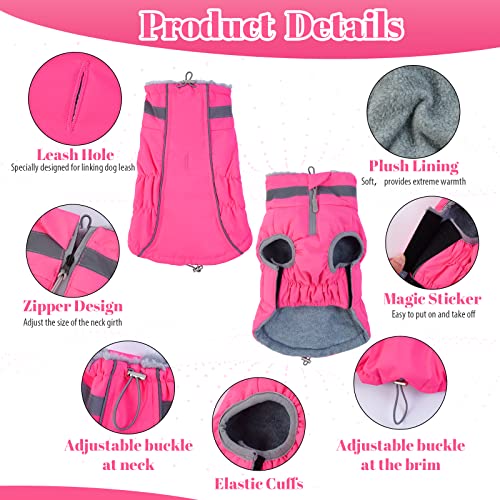 Dog Winter Coat, Pet Cold Weather Jacket With Fur Collar & Leash Hole, Extra Warm Dog Fleece Clothes Reflective Dog Vest Waterproof Puppy Apparel, Fluorescent Dog Snow Suit For Small Medium Large Dog #TOP1