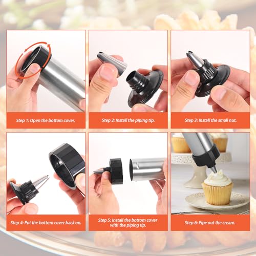 29pcs Stainless Steel Cookie Press Gun Kit, Include Spritzer Cookie Press Gun Mold Machine Discs Piping Set Cleaning Brush Manual Instruction for Baking DIY Biscuit Maker Cakes Desserts by Penitue - Used condition - Image 6