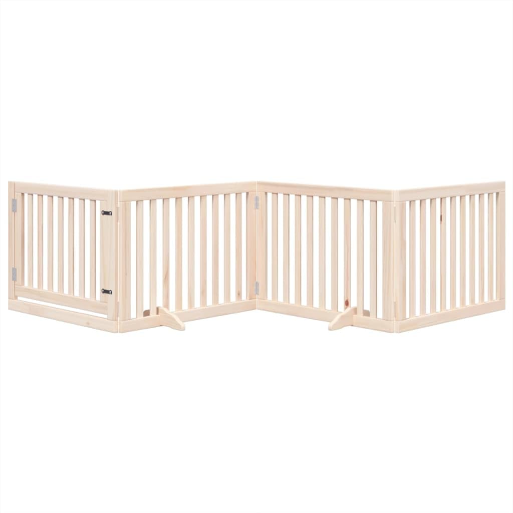 Rejilla para perros con puerta plegable, 4 paneles, 320 cm, madera de álamo, independiente con cerradura para cachorros y perros en el jardín, terraza, patio, protección segura