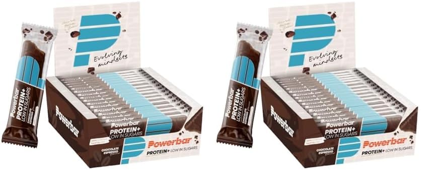 Powerbar - Protein Plus - Low Sugar - Chocolate Espresso - 16x35g - High Protein Low Sugar Riegel - palmölfrei (Packung mit 2)