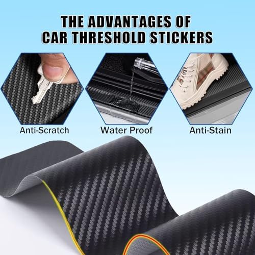 Car Door Sill Protector,Sill Protector Compatible with Ford Bronco Sport 2020-2024 4Pcs Door Entry Guard Scuff Sill Protector Plate- Carbon Fiber Anti-Scratch Sticker - 4