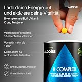 Vitamin B Komplex mit Vitamin C - 400 Tabletten (+12 Monate) - B Vitamine + B12, B1, B2, B3, B5, B6, Folsäure, Biotin, Cholin - Vegan, Hochdosiert - ALDOUS