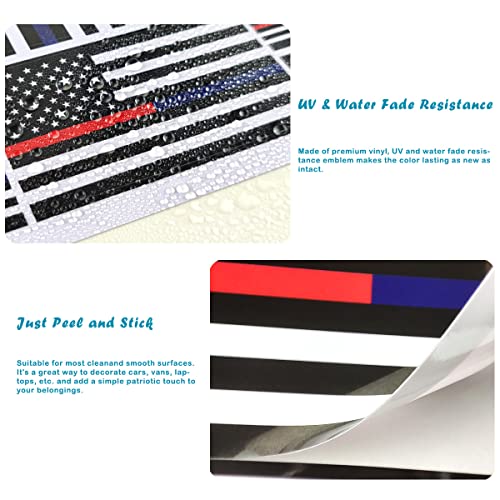 Image of QQSD Thin Red and Blue Line American Flag Sticker Police Firefighter Decal in Multiple Sizes - Honoring Law Enforcement Officers, 3 Pack, 11.7 x 8.3 Inches
